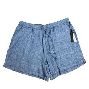 Tahari 100% Linen Denim Chambray Pull On Drawstring Shorts Women’s Size 2X NWT